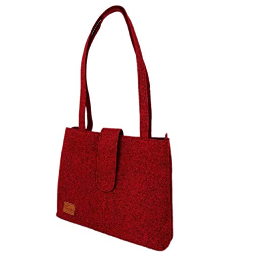 Venetto Filztasche Handtasche Damentasche Damen Henkeltasche Umhängetasche Einkaufstasche Shopper Tasche aus Filz (rot melange) von Venetto