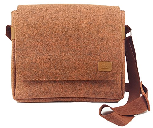 Venetto Herrentasche Messenger Bag Schultertasche Umhängetasche Handtasche Herren Filztasche Tasche aus Filz mit Echtleder-Applikationen für 13" MacBook, Notebook, Laptop, Ultrabook (Orange meliert) von Venetto