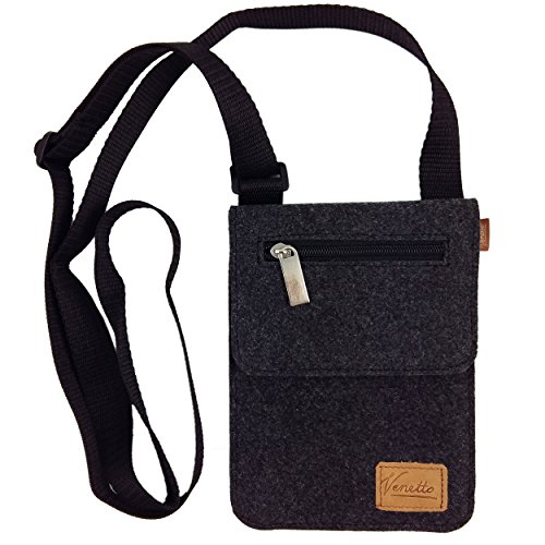 Venetto Kleine Umhängetasche Schultertasche Handtasche Freizeittasche Damentasche Brusttasche Herren-Tasche Unisex (Schwarz meliert) von Venetto