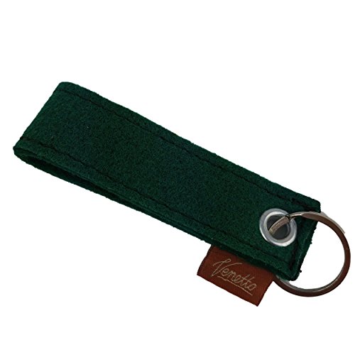 Venetto Schlüsselanhänger Schlüsselband Band aus Filz Ring Schlüsselring Anhänger für Schlüssel (Grün dunkel) von Venetto