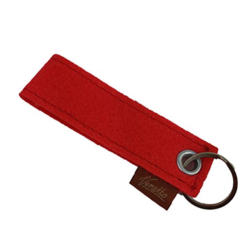 Venetto Schlüsselanhänger Schlüsselband Band aus Filz Ring Schlüsselring Anhänger für Schlüssel (Rot) von Venetto