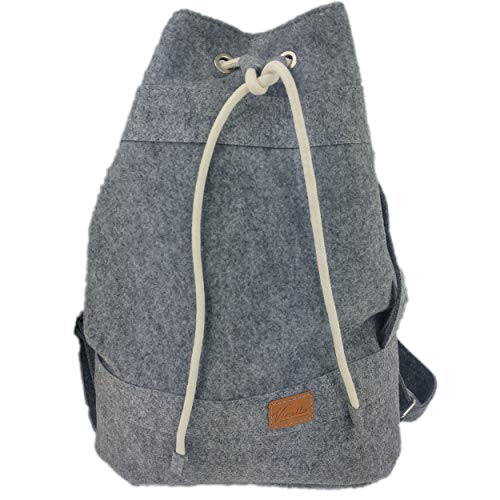 Venetto Sportrucksack Filzrucksack Rucksack Sack Turnbeutel Beutel aus Filz für Sport, Fußball, Schule, Wandern, sehr leicht unisex (Grau) von Venetto