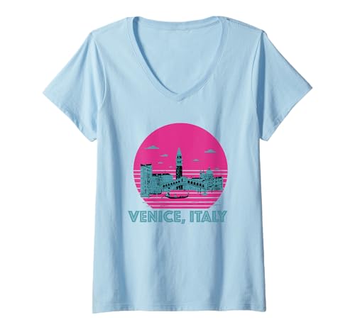 Damen Souvenirs aus Venedig Italien Venezia Italien Italienische Erinnerung T-Shirt mit V-Ausschnitt von Venezia Italia Souvenir Venice Italy