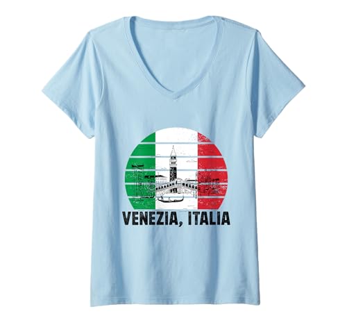Damen Souvenirs aus Venedig Italien Venezia Italien Italienische Erinnerung T-Shirt mit V-Ausschnitt von Venezia Italia Souvenir Venice Italy