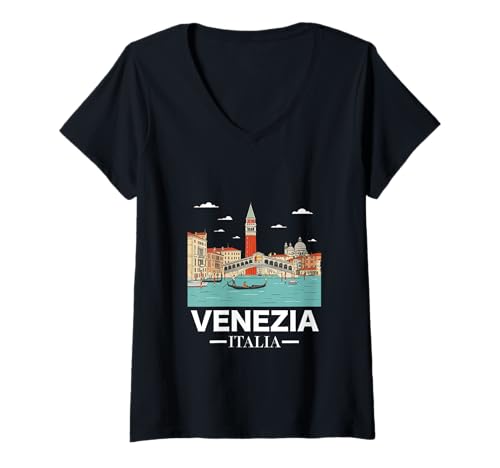 Damen Souvenirs aus Venedig Italien Venezia Italien Italienische Erinnerung T-Shirt mit V-Ausschnitt Damen Souvenirs aus Venedig Italien Venezia Italien Italienische Erinnerung T-Shirt mit V-Ausschnitt von Venezia Italia Souvenir Venice Italy