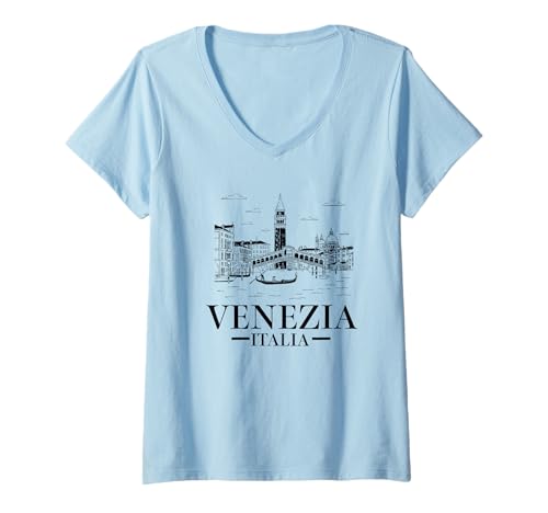 Damen Souvenirs aus Venedig Italien Venezia Italien Italienische Erinnerung T-Shirt mit V-Ausschnitt Damen Souvenirs aus Venedig Italien Venezia Italien Italienische Erinnerung T-Shirt mit V-Ausschnitt von Venezia Italia Souvenir Venice Italy