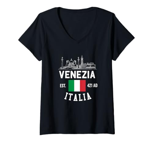 Damen Venezia Italia Souvenir Venedig Italien Erinnerung Männer Frauen T-Shirt mit V-Ausschnitt von Venezia Italia Souvenir Venice Italy