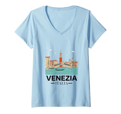 Damen Venezia Italia Souvenir Venedig Italien Erinnerung Männer Frauen T-Shirt mit V-Ausschnitt von Venezia Italia Souvenir Venice Italy