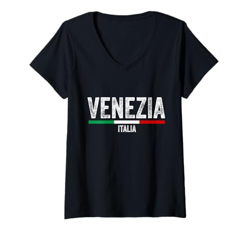Damen Venezia Italia Souvenir Venedig Italien Flagge Erinnerung Männer Frauen T-Shirt mit V-Ausschnitt von Venezia Italia Souvenir Venice Italy