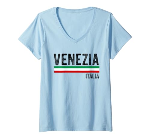 Damen Venezia Italia Souvenir Venedig Italien Flagge Erinnerung Männer Frauen T-Shirt mit V-Ausschnitt von Venezia Italia Souvenir Venice Italy