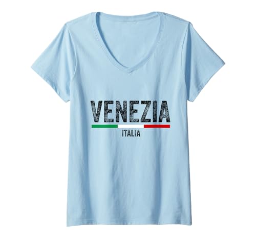Damen Venezia Italia Souvenir Venedig Italien Flagge Erinnerung Männer Frauen T-Shirt mit V-Ausschnitt von Venezia Italia Souvenir Venice Italy