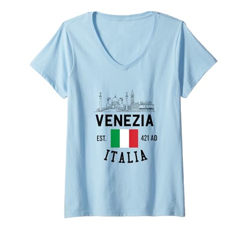 Damen Venezia Italia Souvenir Venedig Italien Flagge Erinnerung Männer Frauen T-Shirt mit V-Ausschnitt von Venezia Italia Souvenir Venice Italy
