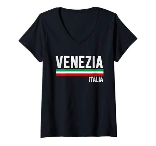 Damen Venezia Italia Souvenir Venedig Italien Flagge Erinnerung Männer Frauen T-Shirt mit V-Ausschnitt von Venezia Italia Souvenir Venice Italy