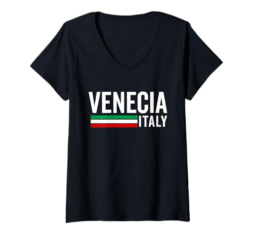 Damen Venezia Italia Souvenir Venedig Italien Flagge Erinnerung Männer Frauen T-Shirt mit V-Ausschnitt von Venezia Italia Souvenir Venice Italy