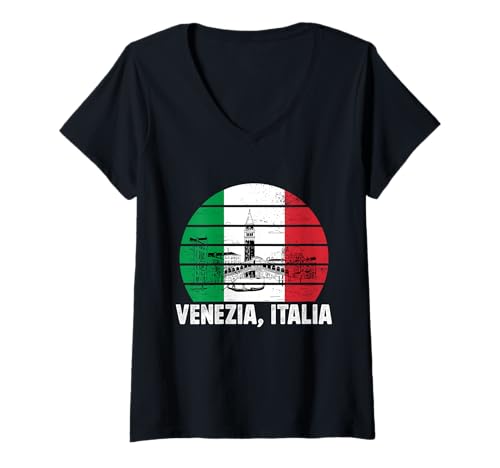 Damen Venezia Italia Souvenir Venedig Italien Flagge Erinnerung Männer Frauen T-Shirt mit V-Ausschnitt von Venezia Italia Souvenir Venice Italy