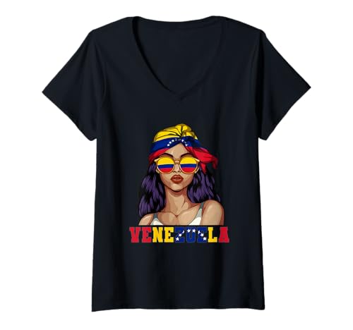Damen Venezuela Venezolaner Frau T-Shirt mit V-Ausschnitt von Venezolaner Venezuela Geschenk