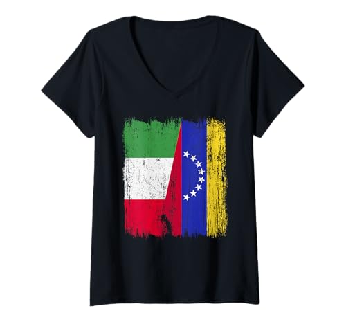 Damen Italien Venezuela Halbflagge Italienisches Venezolanisches Trikot T-Shirt mit V-Ausschnitt Damen Italien Venezuela Halbflagge Italienisches Venezolanisches Trikot T-Shirt mit V-Ausschnitt von Venezuela Flag Designs Proud Venezuelan Roots