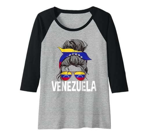 Damen Venezuela Mädchen Unordentlicher Haarknoten venezolanische Mädchen Frauen Raglan Damen Venezuela Mädchen Unordentlicher Haarknoten venezolanische Mädchen Frauen Raglan von Venezuela Flag Designs Proud Venezuelan Roots