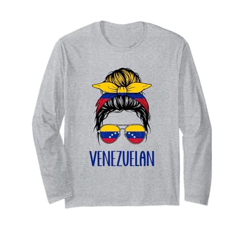 Venezuela-Flagge, unordentliches Haar, hispanisches Erbe, venezolanisches Mädchen Langarmshirt Venezuela-Flagge, unordentliches Haar, hispanisches Erbe, venezolanisches Mädchen Langarmshirt von Venezuela Flag Gifts Girls Venezuelan Shirt Women