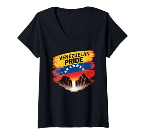 Damen Venezuelan Pride Salto Angel Nationalflagge Spirit T-Shirt mit V-Ausschnitt Damen Venezuelan Pride Salto Angel Nationalflagge Spirit T-Shirt mit V-Ausschnitt von Venezuela Pride Souvenirs and More