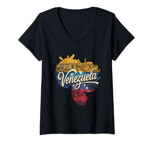 Damen Venezuela Heart T-Shirt – Venezuela-Flagge, Souvenir T-Shirt mit V-Ausschnitt Damen Venezuela Heart T-Shirt – Venezuela-Flagge, Souvenir T-Shirt mit V-Ausschnitt von Venezuela Skyline Aesthetic Tess