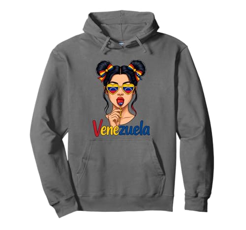 Venezolanisches Mädchen Messy Bun Pride Latina Venezuela Flagge Frauen Pullover Hoodie von Venezuela Women Messy Bun Girls Venezuela Pride