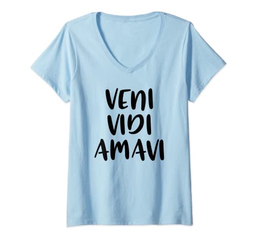 Damen Veni Vidi Amavi - Italienisch Ich kam ich sah ich liebte Shirt T-Shirt mit V-Ausschnitt Damen Veni Vidi Amavi - Italienisch Ich kam ich sah ich liebte Shirt T-Shirt mit V-Ausschnitt von Veni Vidi Amavi Italian