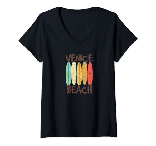 Damen Surfbretter - Venice Beach T-Shirt mit V-Ausschnitt Damen Surfbretter - Venice Beach T-Shirt mit V-Ausschnitt von Venice Beach - Surfboards