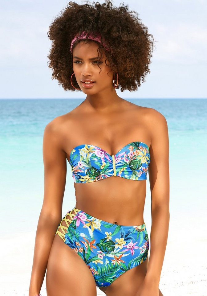 Venice Beach Bikini-Hose Hanni mit tropischem Print und gelben Details von Venice Beach