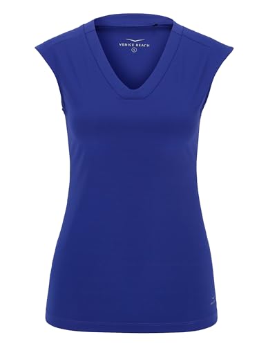 Venice Beach Sport-T-Shirt für Damen mit körpernaher Schnittform und V-Ausschnitt NIMAH M, Radiant Blue von Venice Beach