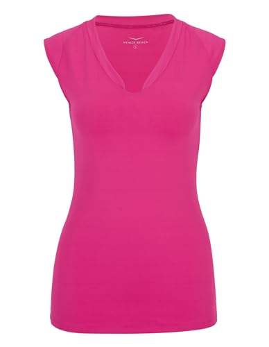 Venice Beach Sport-T-Shirt für Damen mit körperumspielender Schnittform und V-Ausschnitt ELEAM L, Virtual pink von Venice Beach