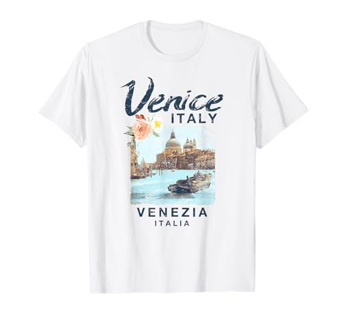 Venice Italy Vintage Travel Damen T-Shirt Weiß V-Ausschnitt Kurzarm S EU 40/42 Venice Italy Vintage Travel Damen T-Shirt Weiß V-Ausschnitt Kurzarm S EU 40/42 von Venice Italy Vintage Travel