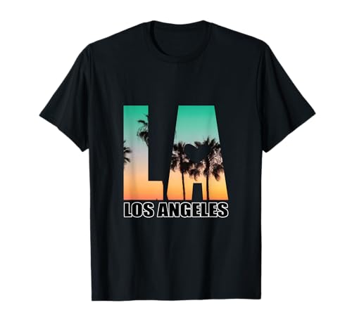 Los Angeles Druck LA Palmen Sunset Boulevard T-Shirt Los Angeles Druck LA Palmen Sunset Boulevard T-Shirt von Venice Malibu Beach Strand Geschenk
