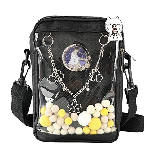 Vensivy Ita Bag DIY Transparente Crossbody Anime Pins Tasche Schulter Messenger Itabag Comic Anime Satchels, Schwarz, One Size, Umhängetasche von Vensivy