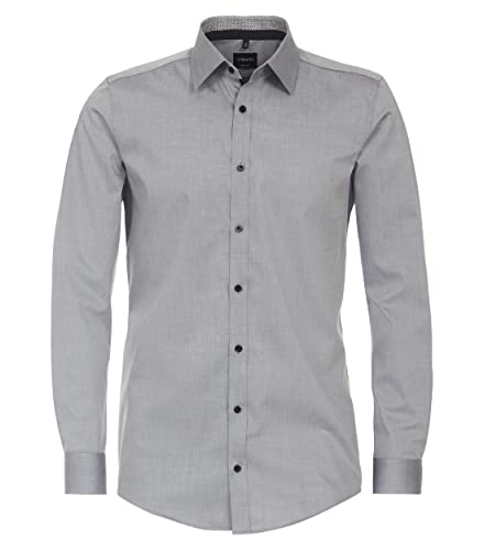 Venti - Body Fit - Herren Langarm Hemd (134024500), Größe:44, Farbe:Silber (705) von Venti