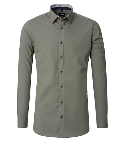 Venti - Body Fit - Herren Langarm Hemd (134024500), Größe:42, Farbe:Grün (300) von Venti