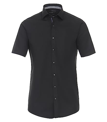 Venti Businesshemd Kurzarm Uni Modern Fit Schwarz 42 von Venti