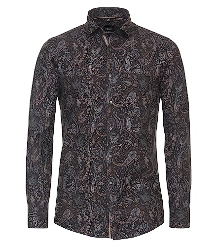 Venti Businesshemd Print Modern Fit Dunkelgrau 43 von Venti