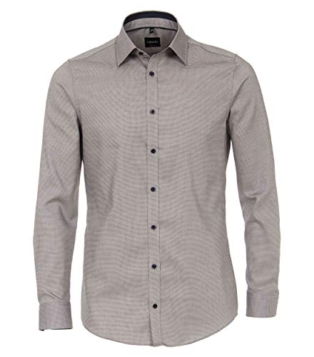 Venti Businesshemden Uni Body Fit graues Dunkelblau 39 von Venti