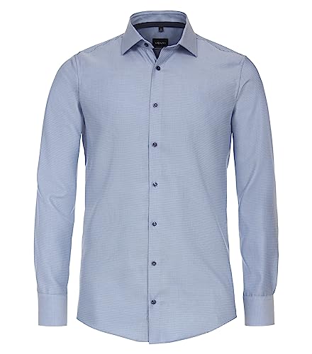 Venti Businesshemd Uni Modern Fit graues Mittelblau 39 von Venti