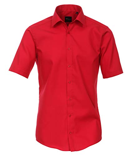 Venti Businesshemd Kurzarm Uni Modern Fit sattes Rot 44 von Venti