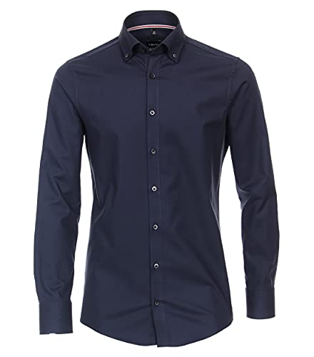 Venti Modern Fit Hemd Langarm Button Down Kragen Stretch Nachtblau Größe 40 von Venti