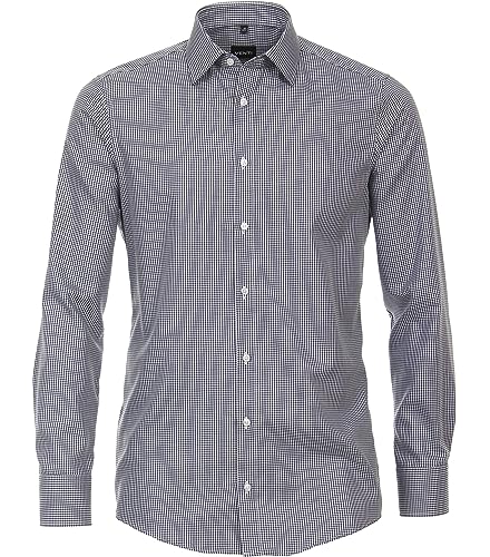 Venti Modern Fit Hemd Langarm New Kent Kragen Karo dunkelblau Größe 41 von Venti