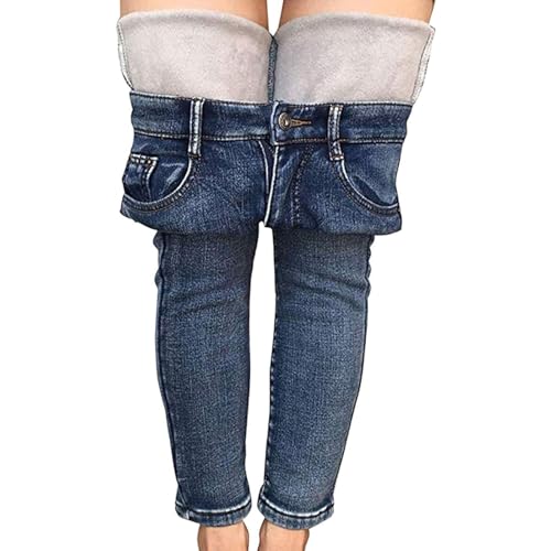 Damen Winter Fleece Gefütterte Stretch-Jeggings mit Hohem Bund, Skinny Jeans Yoga Denim Hose (Color : Light Blue, Size : L) von Ventouse