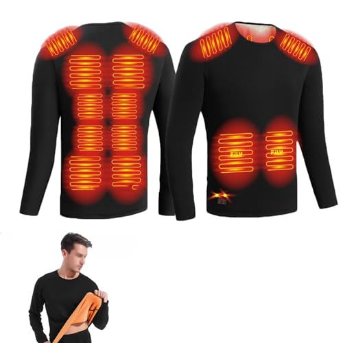 Thermounterwäsche Herren USB Elektrisch Beheizte: Beheizbare Unterwäsche Funktionsunterwäsche Unisex 18 Heizzonen 3 Temperaturregelung für den Winter Skifahren und Sport (Schwarz (Oben), 3XL) von Ventouse