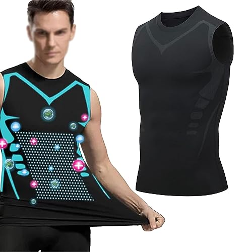 Ventouse Ionischer Body Shaper für Männer, Ionische Unterwäsche zum Abnehmen und Formen, Gynäkomastie Kompressionsunterwäsche (Color : A-Black, Size : M) von Ventouse