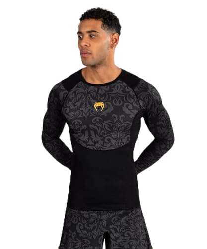Venum X Ilia Topuria Unübertroffener Langarm-Rashguard, Schwarz/Gold, XL von Venum