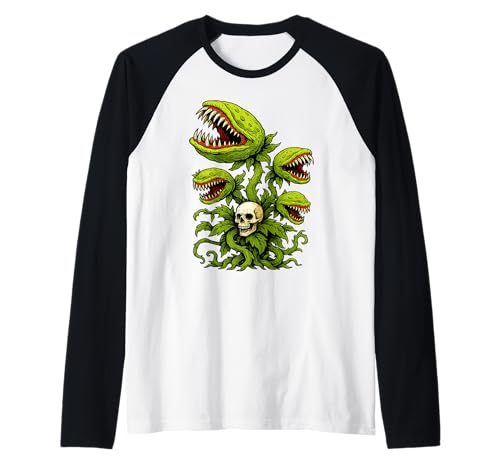 Venus Fliegenfalle Fleischfressende Pflanzen Schädel Männer Frauen Raglan von Venus Flytrap Carnivorous Plants Gothic Art
