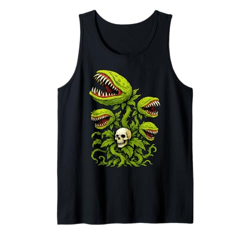 Venus Fliegenfalle Fleischfressende Pflanzen Schädel Männer Frauen Tank Top von Venus Flytrap Carnivorous Plants Gothic Art