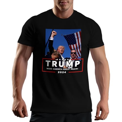 Donald Trump Make America Great Again 2024 Trump Rally Shooting Herren Schwarz T-Shirt Size S von Venus Style